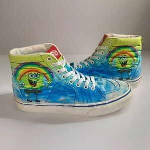 Vans Sk8-Hi Shoes Sneakers M8 F 9.5 High Tops SpongeBob Skateboarding Blue